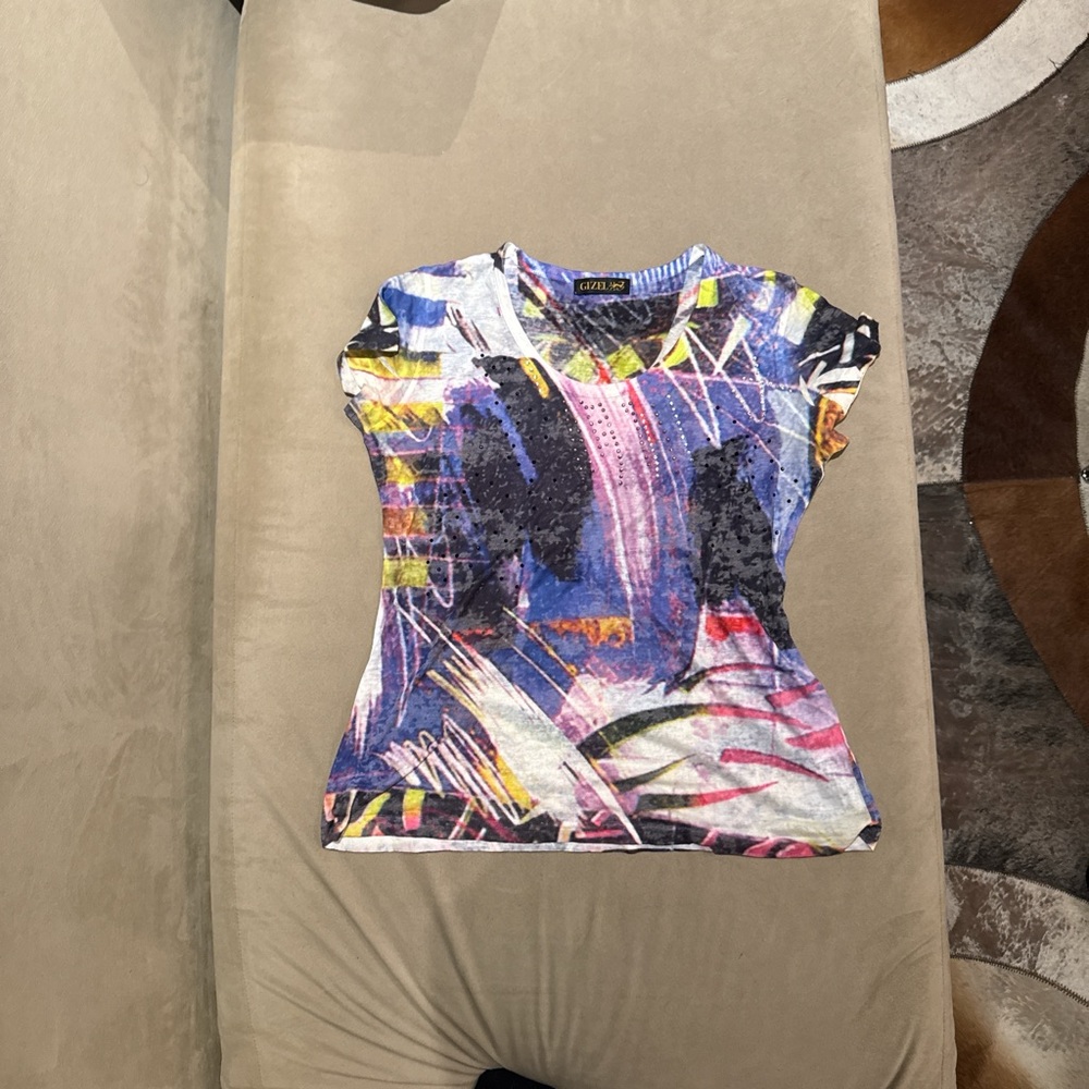 Colorful Abstract Print Women's Top